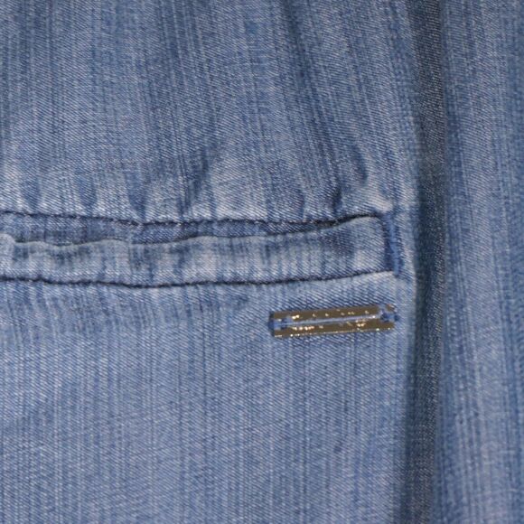 Calvin Klein Chambray Jogger Pants Womens Size 2 Blue High Rise Distressed - Picture 8 of 13